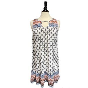 Fever Blue Multi Sleeveless Baby Doll Dress Size Small